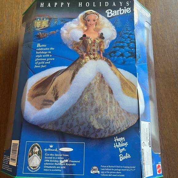 NIB Mattel Barbie Holiday Special 1994 Elegant Gold and White Doll in Box - Picture 3 of 10